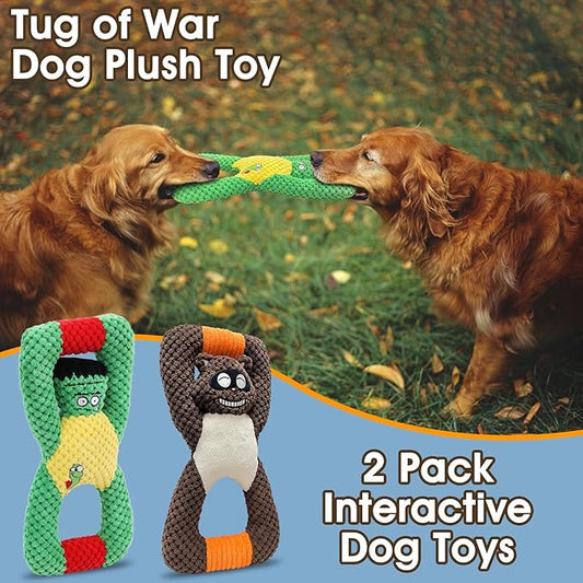 Squeaky Dog Chew Toys for Aggressive Chewers, Dog Toys for Large Medium Small Breed, Indestructible Tough Durable Dogs Toys Interactive Puppy Teeth Clean Natural Rubber(Raccoon & Zombie)