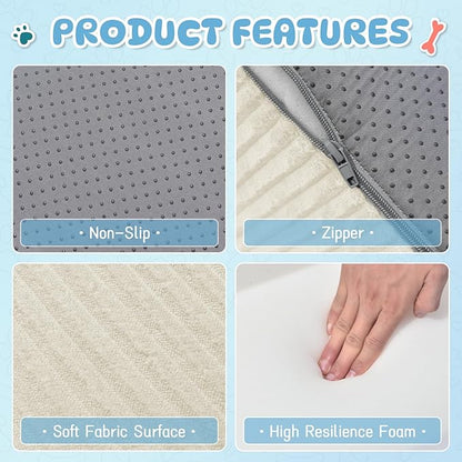 Dog Stairs & Steps for High Beds, 2 Steps High Density Foam Waterproof Dog Ramp for Small Dogs and Cats, Pet Stairs with Washable Cover for Bed, Couch, Sofa and Car, Beige (H: 11.8")