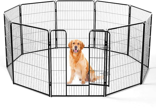 FansaFurn 40" 8-Panel Dog Playpen, Metal Exercise Pen with Door for Indoor Outdoor, Heavy Duty Pet Fence for Puppy Small Medium Large Dogs, Rabbits, Camping Yard Garden