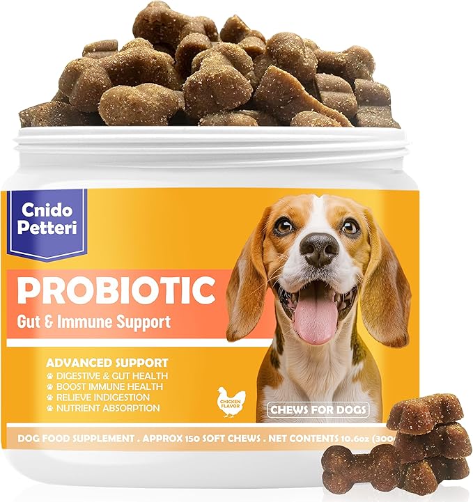 Probiotics for Dogs,6 Digestive Probiotics & 6 Enzymes for Gut Health,Digestion & Gut Support,Helps Diarrhea, Yeast Infection, Upset Stomach,Allergies & Immune System Support-300 Chews