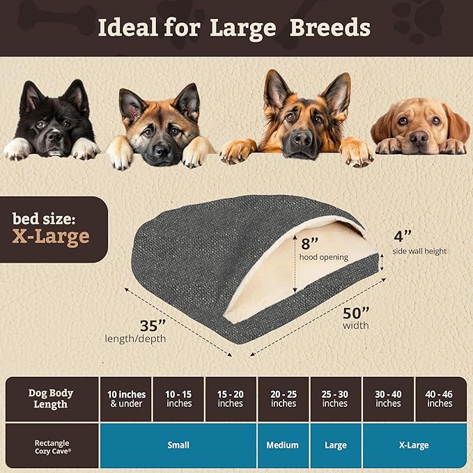 Snoozer Pet Products Luxury Rectangle Cozy Cave Dog Bed with Microsuede, Showdog Collection, Extra Large, Merlin Pewter