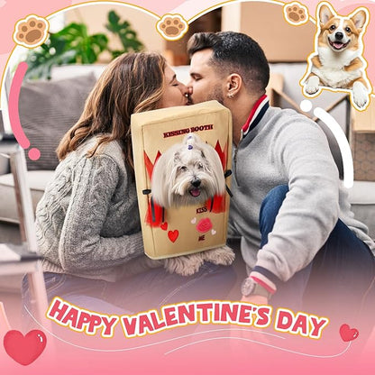 Valentine Dog Costume Kissing Booth Headpiece for Dog and Cats Cute Pup Kissing Booth Pet Headwear Costume Gift for Holiday Birthday Party (Brown,S/m)