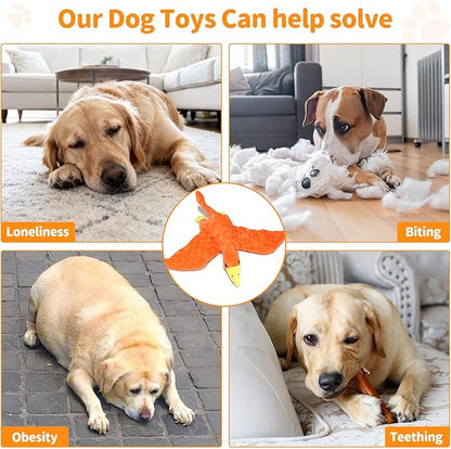 Plush Squeaky Dog Toys, Soft Stuffed Animals Dog Toy with Squeaker, Interactive Crinkle Dog Toys, Puppy Teething Chew Toy for Small, Medium & Large Breeds