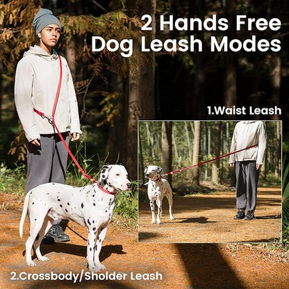 HOWGO Hands Free Dog Leash with Padded Handle,Multifunctional Crossbody Waist Leash for Walking Running Jogging Training,7.5 FT Nylon Adjustable Length for All Breeds(MintGreen, Ultralight)