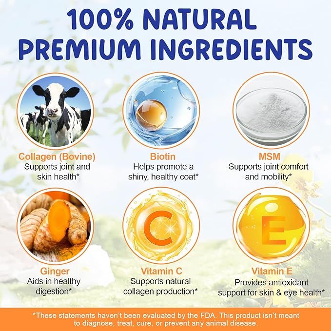 Collagen for Dogs - Liquid Collagen Supplement Drops for Dog, Itch Relief for Dogs, Boosts Skin & Coat, Joint Health, Digestion, Immunity, 60ml