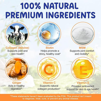 Collagen for Dogs - Liquid Collagen Supplement Drops for Dog, Itch Relief for Dogs, Boosts Skin & Coat, Joint Health, Digestion, Immunity, 60ml