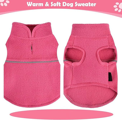 Dog Sweaters for Small Dogs Girl Fleece Vest Dog Sweater with Leash Hole Warm Pullover Puppy Jacket Small Doggy Sweater Female Winter Doggie Clothes Pink Teacup Puppy Outfit, M, Rose