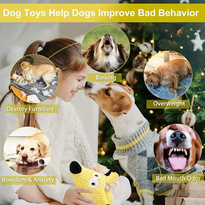 Squeaky Plush Dog Toys - Rope-Designed Interactive Dog Chew Toy for Large Dogs, Puppy Toys for Tug of War, Durable Pet Toys for Dogs