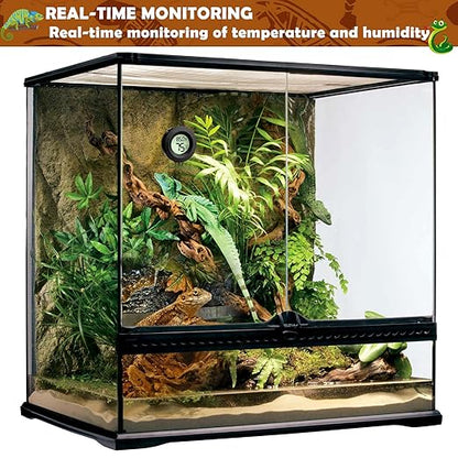 Vodolo 2PCS Reptile Thermometer and Humidity Gauge,Digital Adhesive Reptile Terrarium Hydrometer,Bearded Dragon Tank Accessories,Pet Humidity Meter Supplies for Leopard Crested Gecko,Snake,Lizard