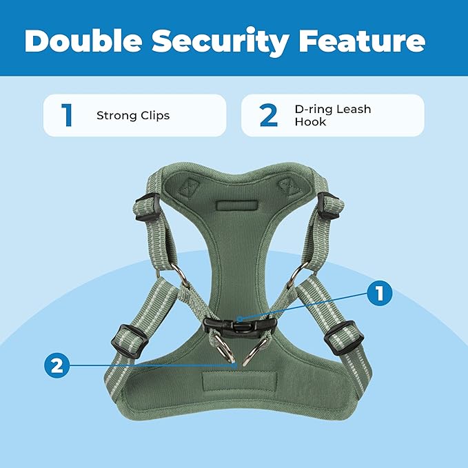 Best Pet Supplies Voyager Mesh Dog Breathable Harness Reflective Stitching, All Weather Adjustable for Walking Training, or Running - Heavy Duty & Durable, Moss Green, S