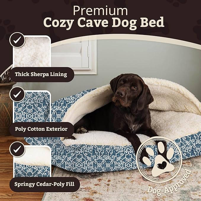 Snoozer Pet Products Luxury Rectangle Cozy Cave, Wag Collection, Large, Ramey Oxford