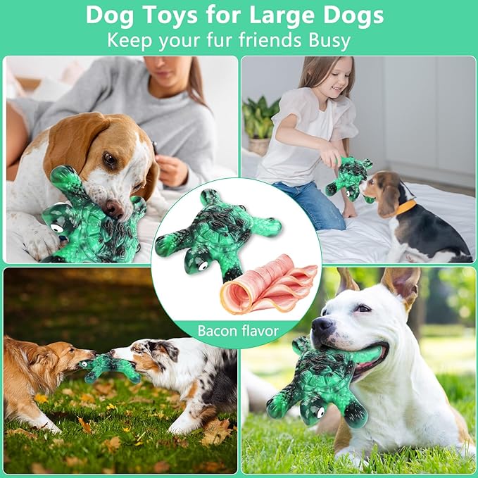 Heavy Duty Nylon Dog Bone Chew Toys - Real Bacon Flavor, Long-Lasting for Aggressive Chewers & Large Breeds
