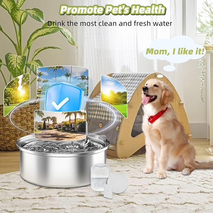 6 Sets Filter Replacement Compatible with oneisall 7L/230oz/1.8G Dog Water Fountain, Dog Water Bowl Filter for Stainless Steel Pet Fountain, 5-Layer Filtration System Activated Carbon Ion Resin