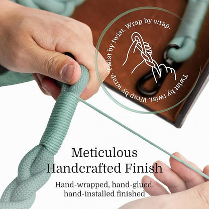 2025 New Edition, Fei & Eve Hand-Braided Dog Leash, 4FT | SP Cotton Material | Heavy Duty Training | Comfort Grip Handle for Small/Medium/Large Dogs, Green