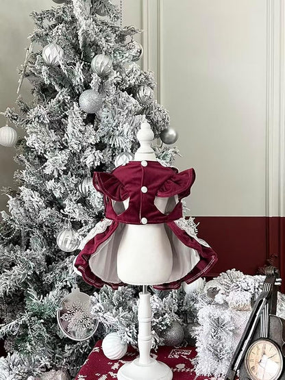 Fashion Sweet Puppy Dog Lace Princess Dress for EXTRAL Small and Small Dog B-WineRed XLL