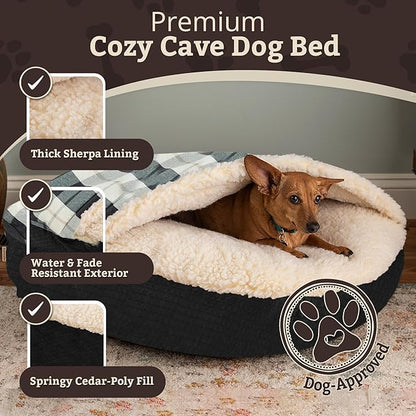 Snoozer Luxury Cozy Cave Pet Bed, Wag Collection, Small - Barkely Black Diamond