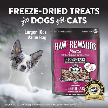 Northwest Naturals Raw Rewards Freeze-Dried Beef Heart Treats for Dogs and Cats - Bite-Sized Pieces - Healthy, 1 Ingredient, Human Grade Ingredient, All Natural, Proudly Made in USA, 10 Oz (Pack of 3)