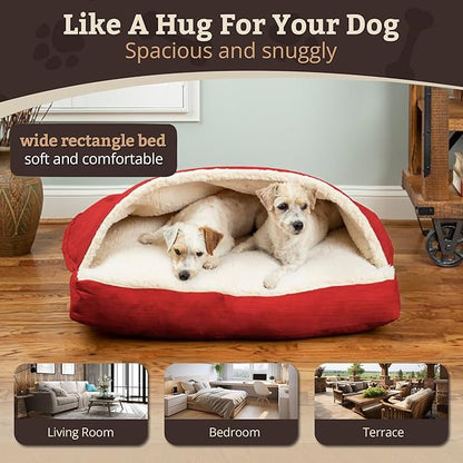Snoozer Pet Products Rectangle Cozy Cave Dog Bed, Large, Red