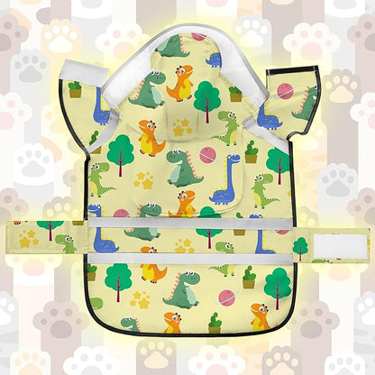 Dog Raincoat, Adjustable Rain Jacket with Hooded Double Layer for Large Medium Small Dogs Puppies, Lightweight Waterproof Rain Coat Poncho with Reflective Stripe Dinosaurs Yellow,XL