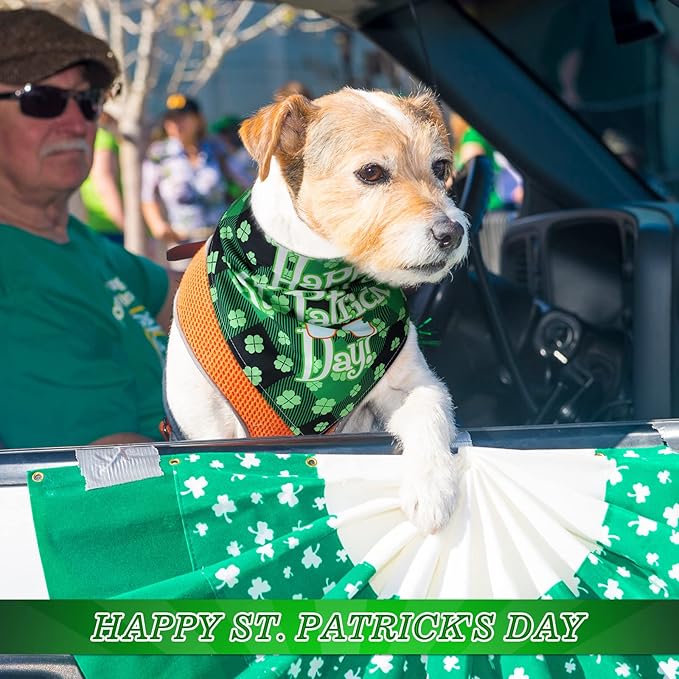 Sanwuta 60 Pcs St. Patrick's Day Dog Bandanas Bulk St. Patrick's Day Dog Scarf Adjustable Puppy Kerchief Holiday Pet Grooming Supplies Outfit Costume for Small to Large Pet (Shamrock)