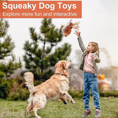 Dog Toys - Squeaky Interactive Plush Dog Toy with Rope, Chew Toy for Large Dogs, Small Dogs & Puppies - Tug of War Dog Toy for Aggressive Chewers, Pet Toys for Dogs