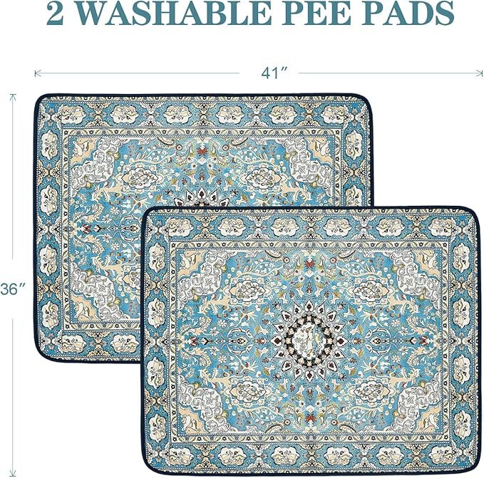 Qeils Washable Pee Pads for Dogs, 2 Pack Reusable Puppy Pads 36"x41" Super Absorbent Leakproof Dog Training Pads, Non-Slip Potty Pads for Floor, Crate, Couch, Whelping Pads Litter Mat Pet Supplies