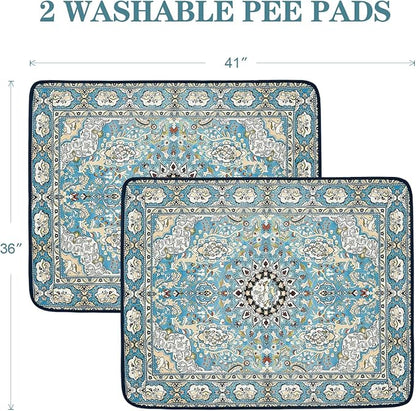 Qeils Washable Pee Pads for Dogs, 2 Pack Reusable Puppy Pads 36"x41" Super Absorbent Leakproof Dog Training Pads, Non-Slip Potty Pads for Floor, Crate, Couch, Whelping Pads Litter Mat Pet Supplies