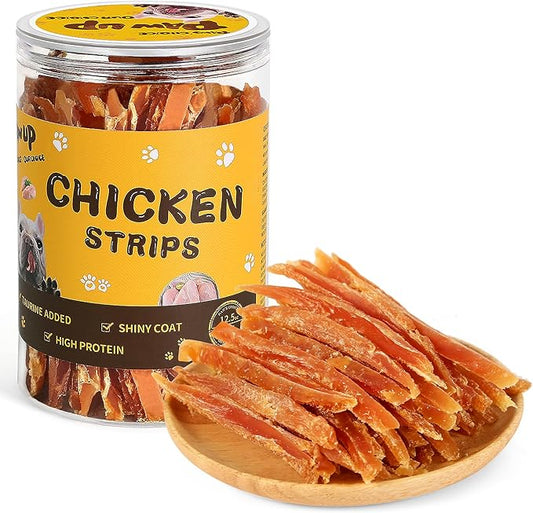 PAWUP Chicken Jerky Strips Dog Treats, Low Fat High Protein, Natural Chicken Dog Jerky, Training Treats for Small & Medium Dogs, 12.5 oz