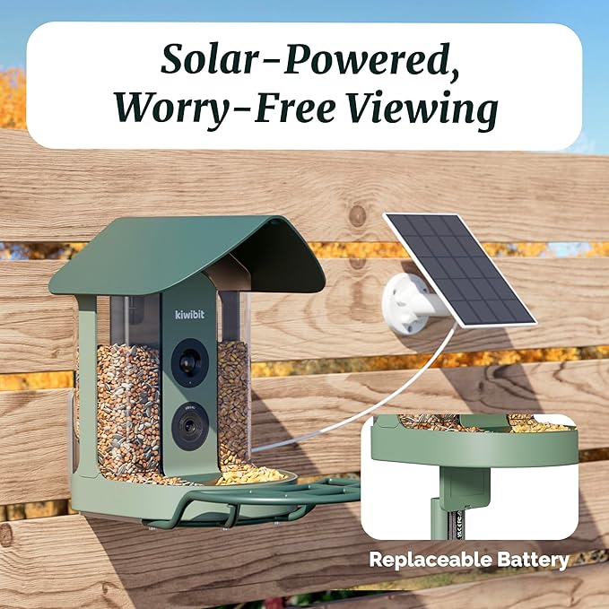 Beako™ Smart Bird Feeder with 4K Camera Solar Powered for Outdoors - UHD Live Stream for Birdwatching, AI Identification 10,000+ Bird Species, Real-Time Motion Detection, Autumn Clay