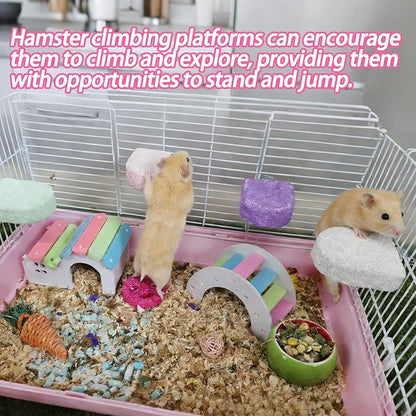 kathson 4PCS Hamster Climbing Ledge Platform, Hamster Lava Ledge, Pet Chewing GrindingToys Chinchillas Lava Block Toys Small Animals Cage Accessories for Guinea Pig, Squirrel, Gerbil, Bird