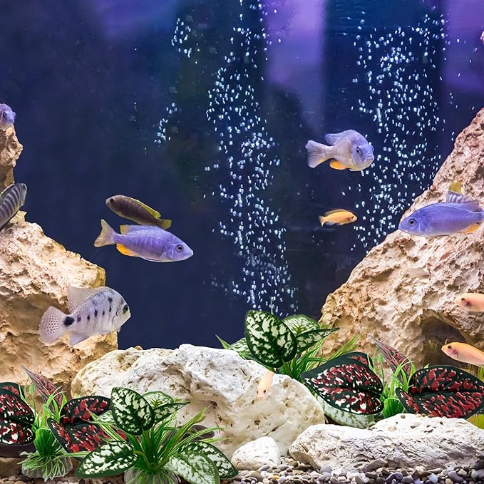 Moonorange Reptile Artificial Plants, Terrarium Plants Decorations Supplies, Aquarium Fish Tank Plant, Amphibian Habitat Hideout Tank Accessories(S Set-4pcs/A)