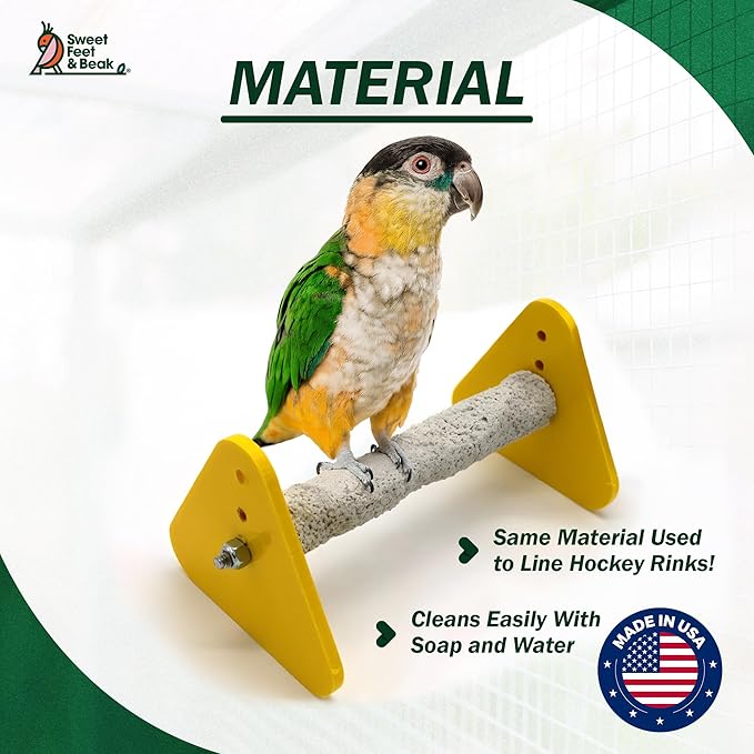 Sweet Feet and Beak Small Portable Perch Stand and Baby Weaning Stand for Birds. Keep Nails and Beaks in Top Condition - Safe, Non-Toxic, Easy to Install Cage Accessories