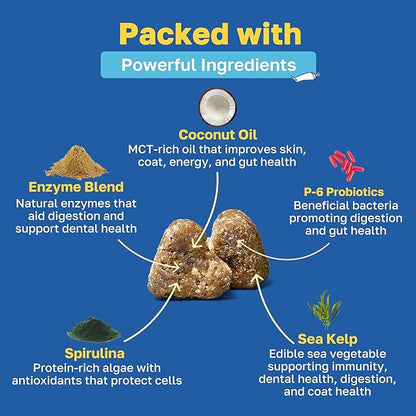 Happy Paws Dental Supplement for Dogs, Oral Care Support for All Breeds & Ages, Fresh Breath & Daily Dental Care with Spearmint & Spirulina, Natural Spearmint Flavor, Organic, Non GMO, 200 Soft Chews