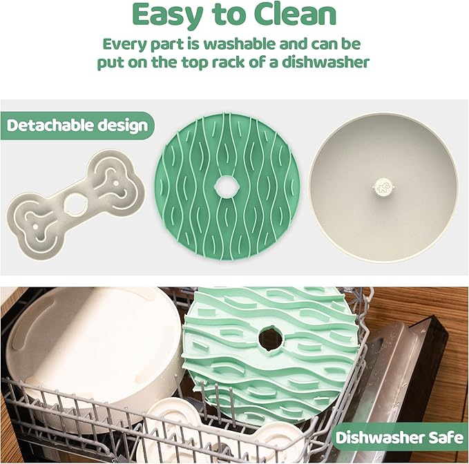 Puzzle Feeder Slow Feeder Dog Bowl for Large Dogs with Non-Slip Base - Adjustable Speed Design, Removable Puzzle Inserts & Dishwasher Safe, Green