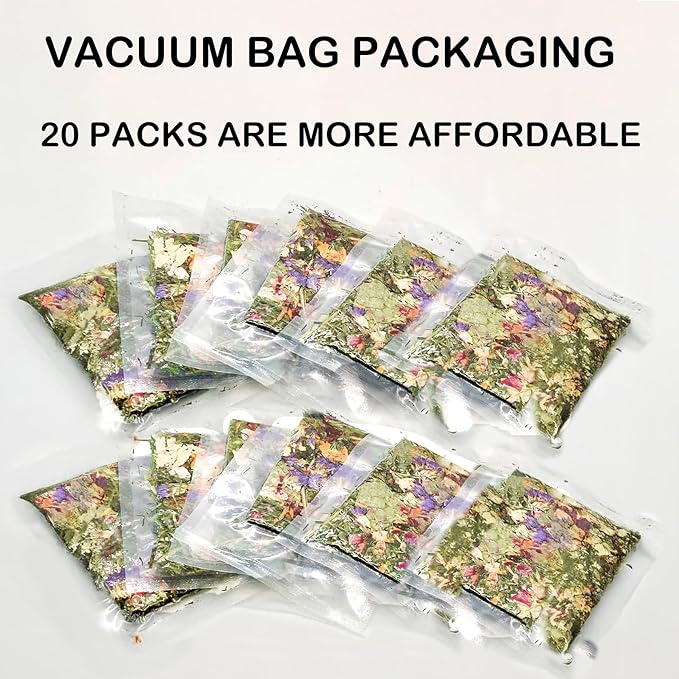 YTSKJ Rabbit Toys 20 Pack Bunny Toys Bunny Chew Toy Guinea Pig Treats Timothy Hay Toy Chips with Herbal Flowers Timothy Hay Grass Hamster Snacks Chinchillas Gerbils for Small Animals Teeth