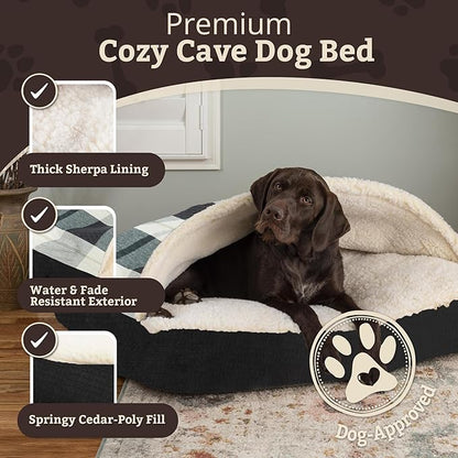 Snoozer Pet Products Luxury Rectangle Cozy Cave, Wag Collection, Small, Barkely Black Diamond