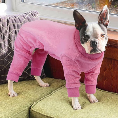 Extra Large Dog Pajamas Winter Fleece Sweaters Soft 4 Legs Onesie for Dogs Girl Pjs Warm Cozy Pet Jumpsuit Cold Weather Thick Jammies, Pink 5XL