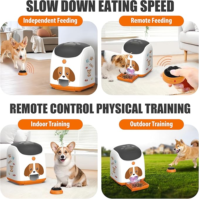 Dog Puzzle Feeder Toy – Remote Control Automatic Treat Dispenser with Light, Interactive IQ Training Slow Feeder, Large Capacity for All Dog Breeds