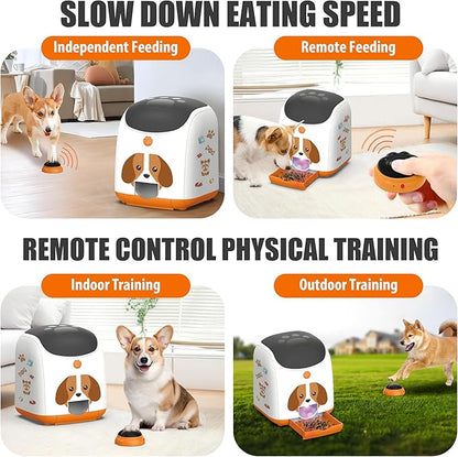 Dog Puzzle Feeder Toy – Remote Control Automatic Treat Dispenser with Light, Interactive IQ Training Slow Feeder, Large Capacity for All Dog Breeds