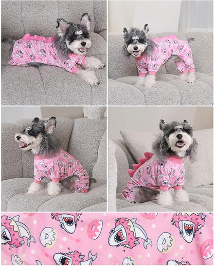 CuteBone Dinosaur Costume Dog Pajamas, Stretchy Spandex Crystal Velvet Sleepwear Coat for Small Dogs, Soft & Warm Pet Outfit Clothes for Cold Weather, Cozy Pullover Design COSP09XL