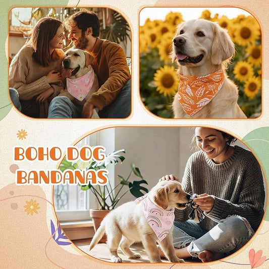 Sanwuta 60 Pcs Spring Dog Bandanas Flower Dog Bandanas Bulk Adjustable Pet Bibs Triangle Scarf Floral Costume for Small to Large Pet (Flower Pattern, Medium)