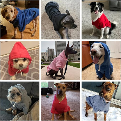 KOOLTAIL Basic Dog Hoodie - Soft and Warm Dog Hoodie Sweater with Leash Hole and Pocket, Dog Winter Coat, Cold Weather Clothes Sweatshirt for Small Medium Large Dogs Puppy Cat Boys Girls Blue L
