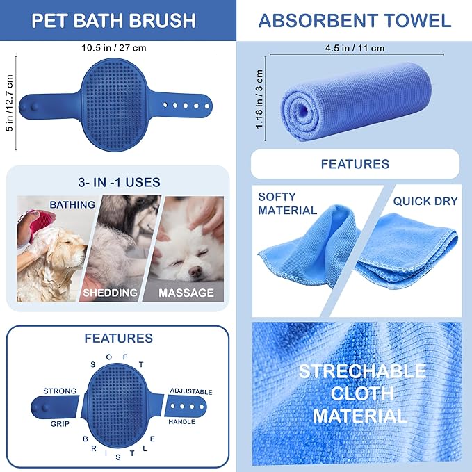 Dog Paw Washer Kit - Includes Paw Cleaner Cup, Towel, Pet Bath Brush & Moisturizing Balm - Dog Foot Washer for Muddy Paws, ideal for Small & Medium Dogs (Blue, Medium)