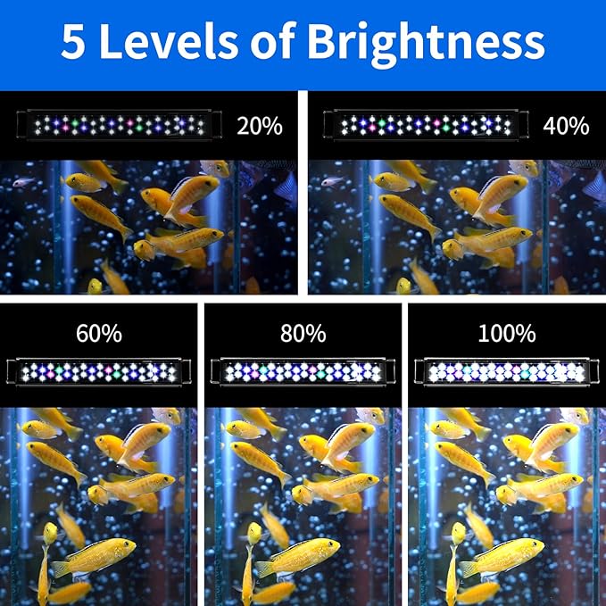 AQUANEAT LED Aquarium Light for 12 Inch Fish Tank, Auto On Off with Timer, Full Spectrum, Adjustable Brightness, Daylight Moonlight Mode, for Fresh Water Low-to-Mid Light Plants