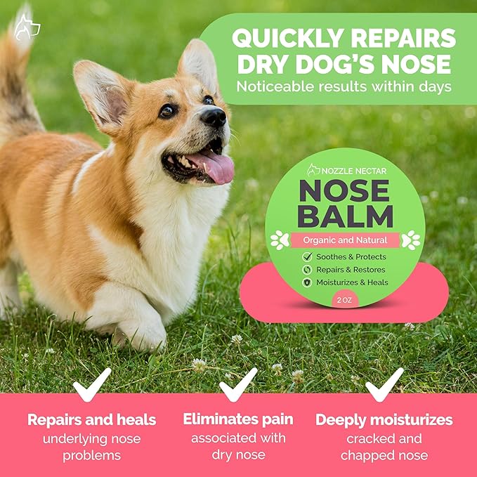 Dog Nose Balm - 100% Organic & Natural Nose Moisturizer and Healing Cream Butter - Dog Dry Nose Treatment and Moisturizer - Heals, Repairs & Protects Chapped, Damaged & Rough Noses