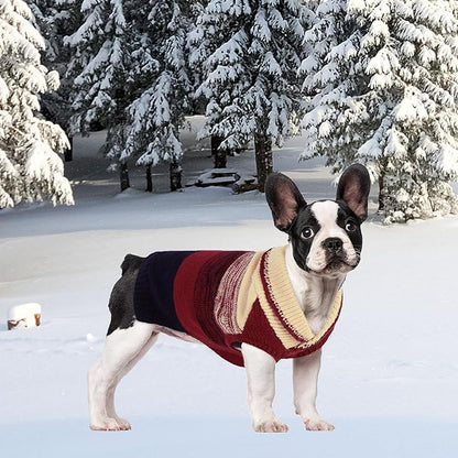 French Bulldog Small Soft Knitted Dog Sweater Puppy Pullover Frenchie Pug English Boston Terrier Bully Pitbull Sweatshirt Clothing Cold Weather Winter Coats(Red,Large)