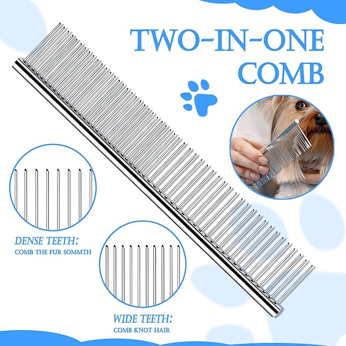 4 in 1 Skin Friendly Grooming kit including Dematting Rakes,Self Cleaning Slicker Brush,Deshedding Brush,Flea Comb for Haired cat Dog and Small Animals.