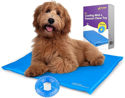 Hertzko Dog Mat & Chew Toy Set – Gel Pad with Innovative Gel Technology – Portable, Non-Toxic Pet Mat for Small to Medium Dogs & Cats up to 55 lbs – Ideal for Hot Days, Indoor & Outdoor Use