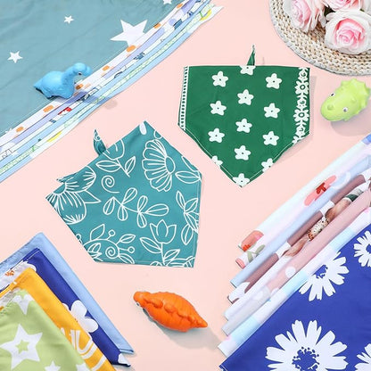 Huhumy 100 Pcs Boho Dog Bandanas Bulk Pet Bibs Colorful Triangle Scarf Boho Pet Bandanas for Medium Large Dogs Spring Summer Birthday Costume Decoration