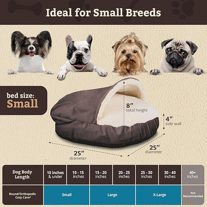 Snoozer? Luxury Microsuede Cozy Cave Pet Bed, Small, Dark Chocolate